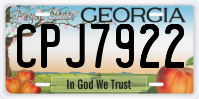 GA license plate CPJ7922