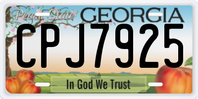 GA license plate CPJ7925