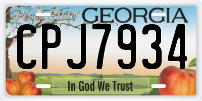 GA license plate CPJ7934