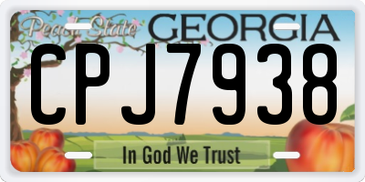 GA license plate CPJ7938