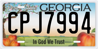 GA license plate CPJ7994