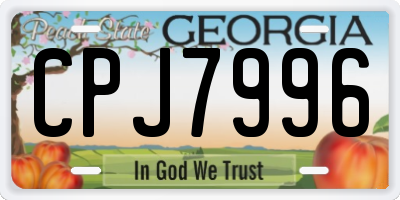 GA license plate CPJ7996