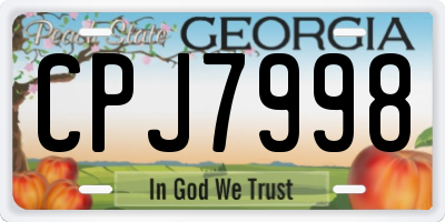 GA license plate CPJ7998