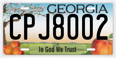 GA license plate CPJ8002