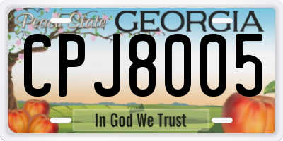 GA license plate CPJ8005