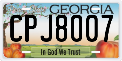 GA license plate CPJ8007