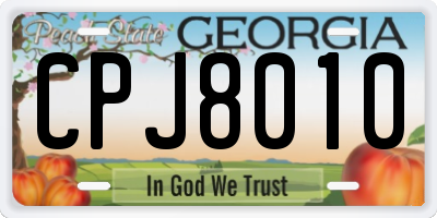 GA license plate CPJ8010