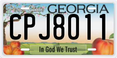GA license plate CPJ8011
