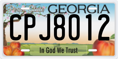 GA license plate CPJ8012