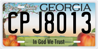 GA license plate CPJ8013