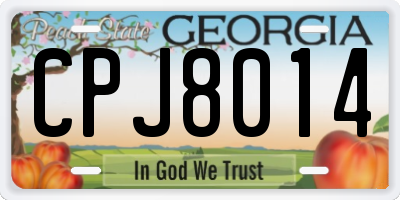 GA license plate CPJ8014