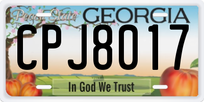GA license plate CPJ8017