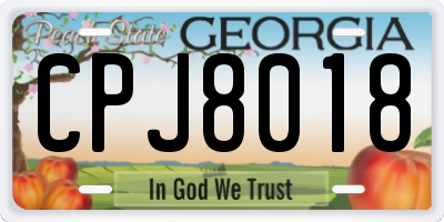 GA license plate CPJ8018