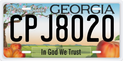 GA license plate CPJ8020