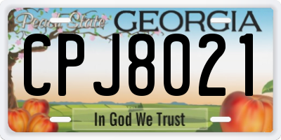 GA license plate CPJ8021