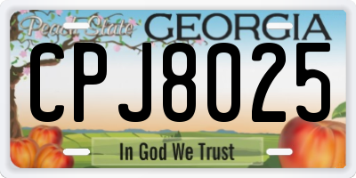 GA license plate CPJ8025