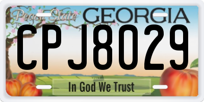 GA license plate CPJ8029