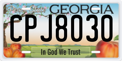 GA license plate CPJ8030
