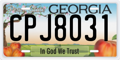 GA license plate CPJ8031