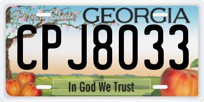 GA license plate CPJ8033