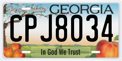 GA license plate CPJ8034