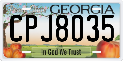 GA license plate CPJ8035
