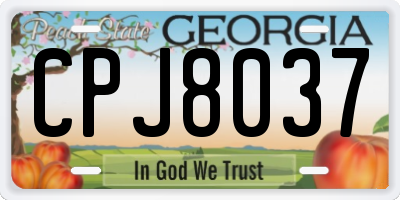 GA license plate CPJ8037