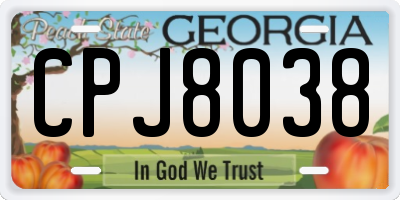 GA license plate CPJ8038
