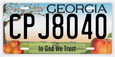GA license plate CPJ8040