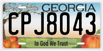 GA license plate CPJ8043