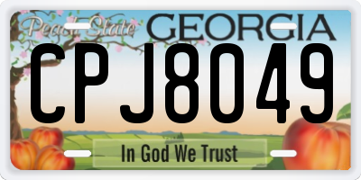 GA license plate CPJ8049
