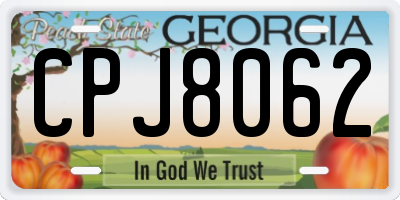 GA license plate CPJ8062