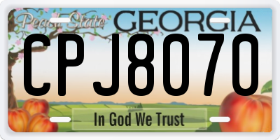 GA license plate CPJ8070
