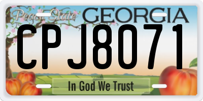 GA license plate CPJ8071