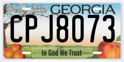 GA license plate CPJ8073