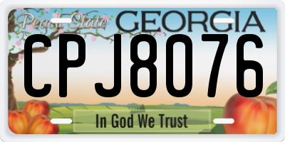 GA license plate CPJ8076