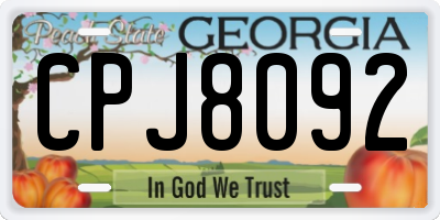 GA license plate CPJ8092