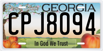 GA license plate CPJ8094