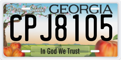 GA license plate CPJ8105