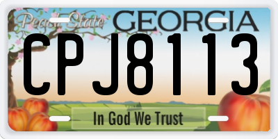 GA license plate CPJ8113