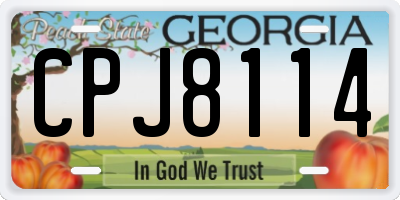GA license plate CPJ8114