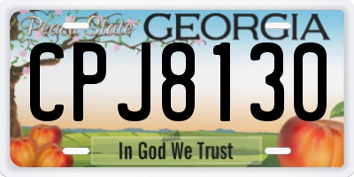 GA license plate CPJ8130