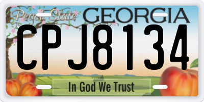 GA license plate CPJ8134