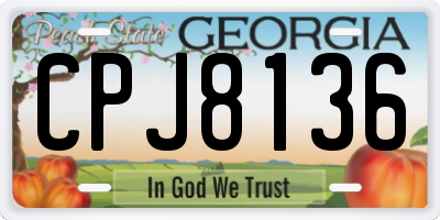 GA license plate CPJ8136