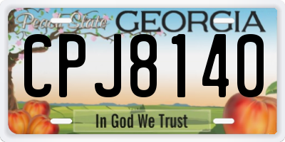 GA license plate CPJ8140