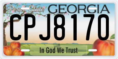 GA license plate CPJ8170