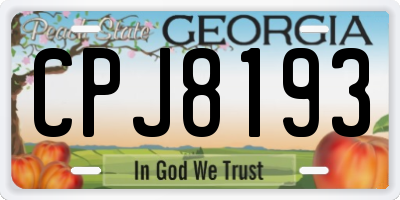 GA license plate CPJ8193