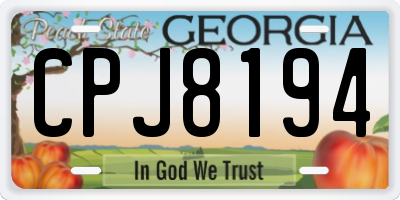 GA license plate CPJ8194