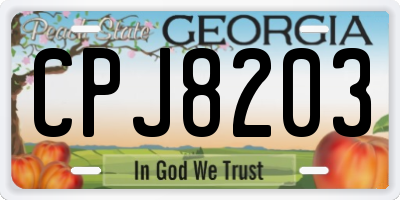 GA license plate CPJ8203