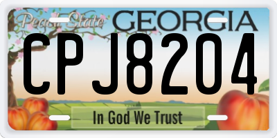 GA license plate CPJ8204